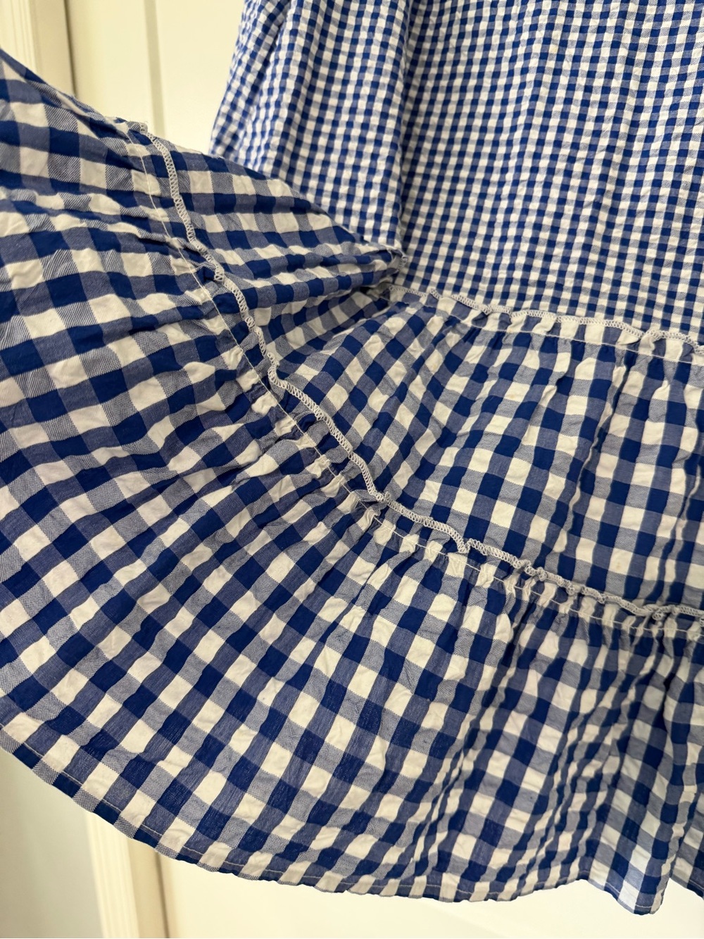 Blue Gingham Peplum Tiered Blouse - Picture 4 of 4